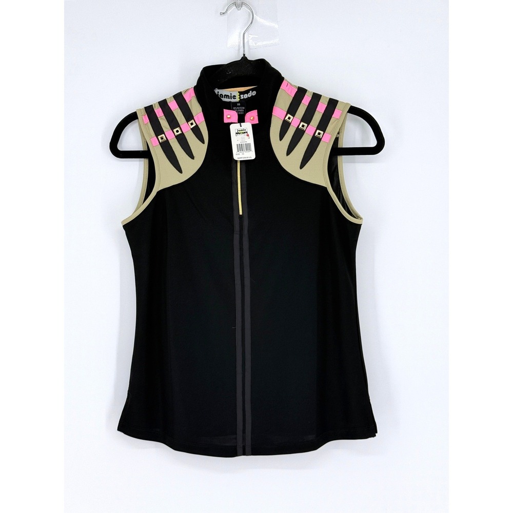 New Jamie Sadock Womens Studded Mock Neck Sleeveless Golf Top Sporty Size XS NWT